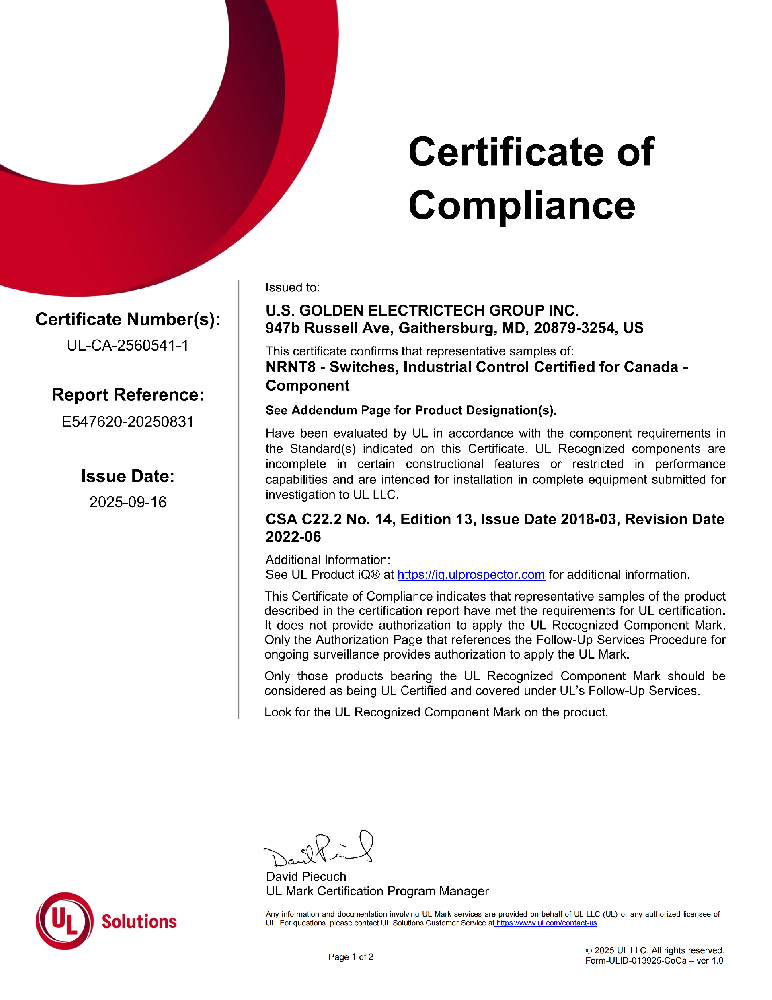 美国/加拿大UL认证证书